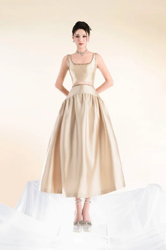 Lace - up midi dress for a trendy and adjustable lookFelicia A-line Cut-Out Taffeta Midi Dress