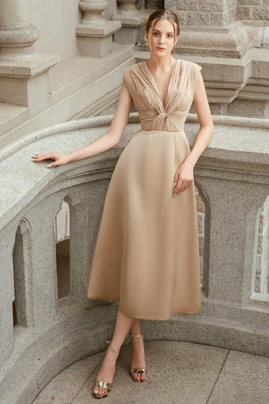 Color - block midi dress for a bold and contemporary statementFoxy A-line Twisted Nacre Taffeta Midi Dress