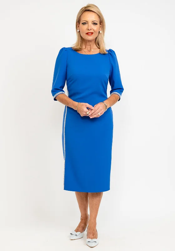 Midi dress for a wedding as a guest in a more casual weddingGabriela Sanchez Crystal Detail Midi Dress, Blue