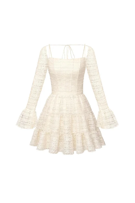 Party Dresses with Cut Out Details and Lace Insertions for Ladies' Bold and Feminine LookGiorgia Tiered Poet Sleeved Lace Mini Dress Party Dresses with Cut Out Details and Lace Insertions for Ladies' Bold and Feminine LookGiorgia Tiered Poet Sleeved Lace Mini Dress