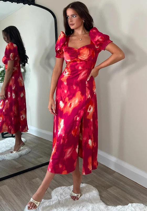 Color - block midi dress for a bold and contemporary statementGirl in Mind Lillian Sweetheart Midi Dress, Pink Multi