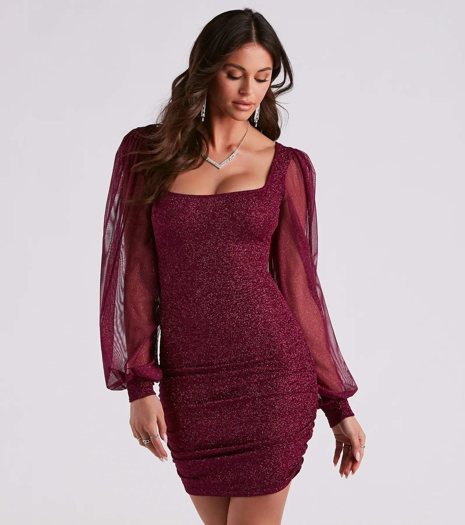 Tiered Party Dresses with Floral Applique for Ladies' Garden PartiesGlam Up The Night Glitter Mini Dress Tiered Party Dresses with Floral Applique for Ladies' Garden PartiesGlam Up The Night Glitter Mini Dress