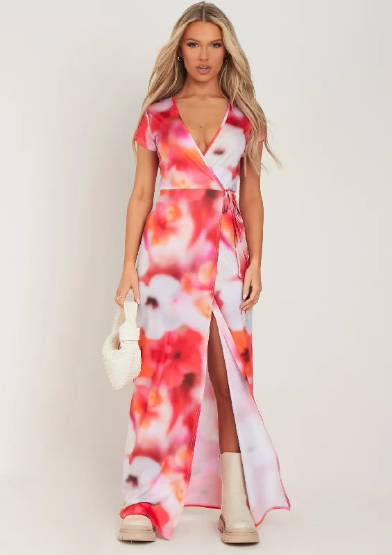 Party Dresses with Tulle Overlay and Beaded Bodice and High Low Hem for Ladies' Dramatic and Graceful LookGloria Pink Floral Print Wrap Maxi Dress Party Dresses with Tulle Overlay and Beaded Bodice and High Low Hem for Ladies' Dramatic and Graceful LookGloria Pink Floral Print Wrap Maxi Dress