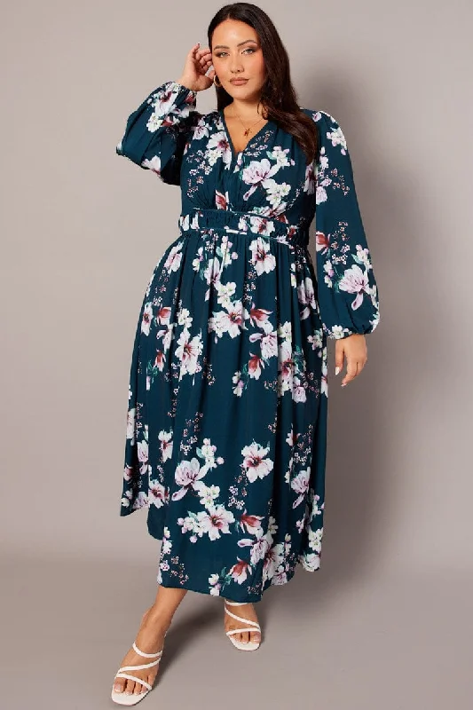 Chiffon Party Dresses with Embroidered Cuffs for Ladies' Elegant TouchGreen Floral Maxi Dress Long Sleeve V-neck Chiffon Party Dresses with Embroidered Cuffs for Ladies' Elegant TouchGreen Floral Maxi Dress Long Sleeve V-neck