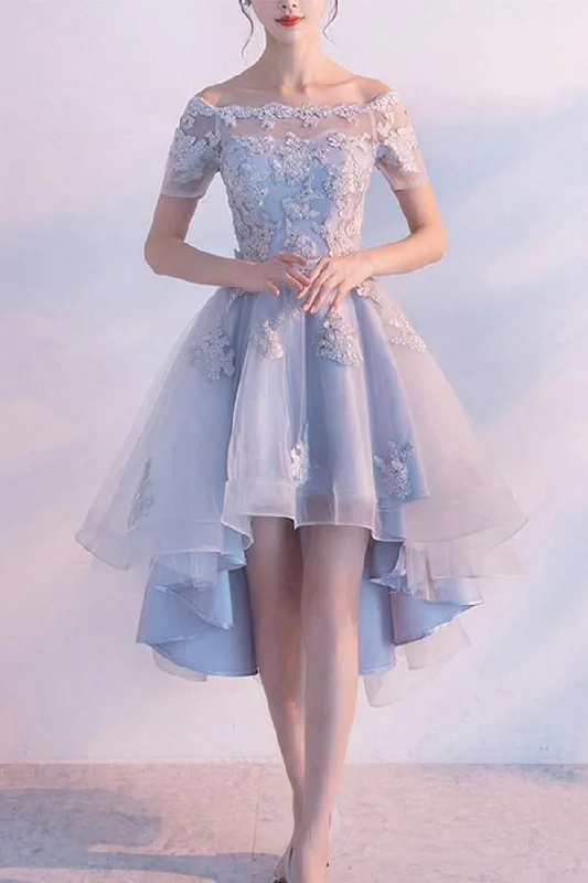 Party Dresses with Beaded Waistbands and Tiered Skirts for Ladies' Glamorous and Voluminous LookHigh Low Homecoming Dress Off-the-shoulder Tulle Short Prom Dress PD355 Party Dresses with Beaded Waistbands and Tiered Skirts for Ladies' Glamorous and Voluminous LookHigh Low Homecoming Dress Off-the-shoulder Tulle Short Prom Dress PD355