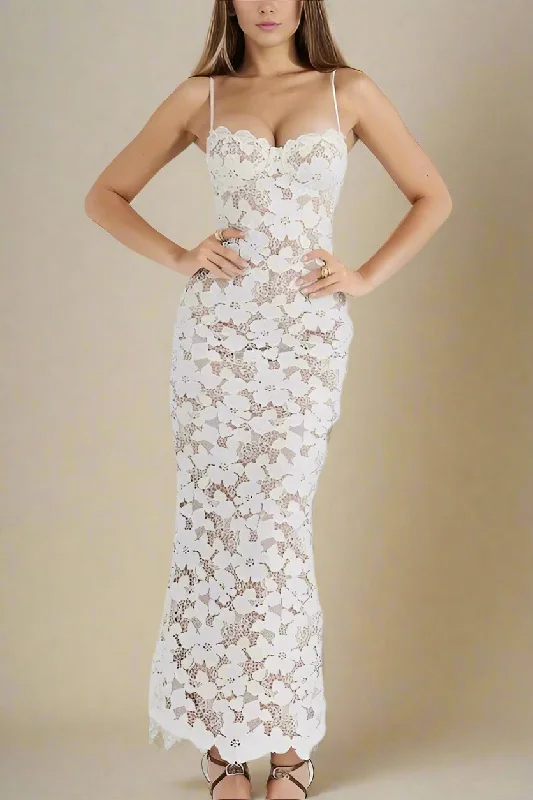 Party Dresses with Sequined Geometric Shapes and Lace and Chiffon Blend for Ladies' Modern and Feminine LookHonor Bodycon Maxi Dress - Pearl White Party Dresses with Sequined Geometric Shapes and Lace and Chiffon Blend for Ladies' Modern and Feminine LookHonor Bodycon Maxi Dress - Pearl White