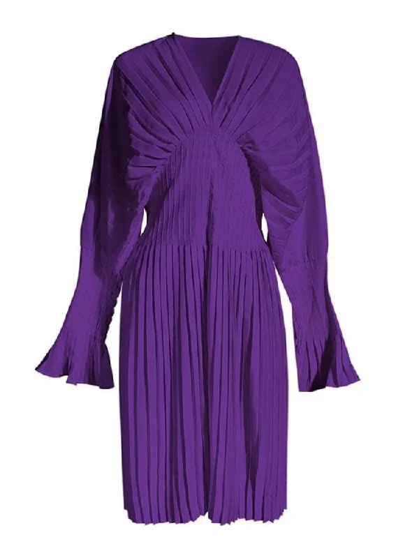 Party Dresses with Embroidered Party Animals and Colorful Sequins for Ladies' Themed Party FunHunter V Neck Long Sleeve Dress - Purple Party Dresses with Embroidered Party Animals and Colorful Sequins for Ladies' Themed Party FunHunter V Neck Long Sleeve Dress - Purple