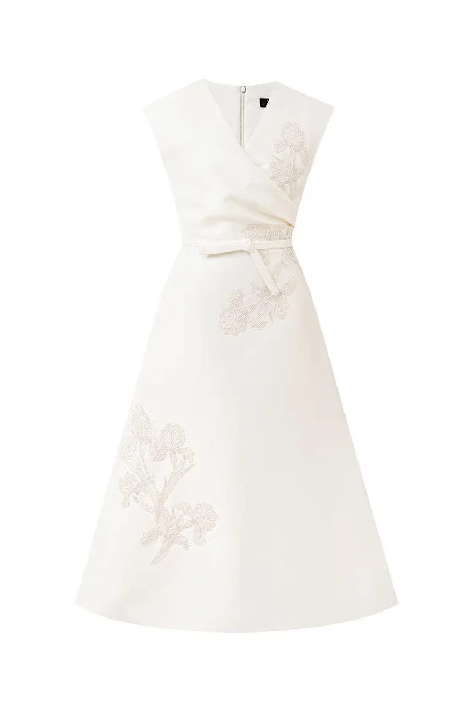 Midi dress for a school event such as a sports day or field tripIrises A-line V-Neck Taffeta Midi Dress