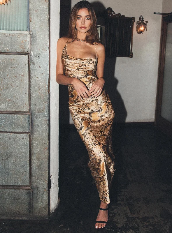 Belted midi dress to cinch the waist and enhance the figureJagger & Stone The Gina Snakeskin Midi Dress