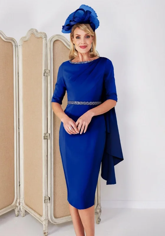 Midi dress for a picnic in the park with a relaxed and comfortable fitJohn Charles Shoulder Cape Midi Dress, Cobalt Blue Midi dress for a picnic in the park with a relaxed and comfortable fitJohn Charles Shoulder Cape Midi Dress, Cobalt Blue