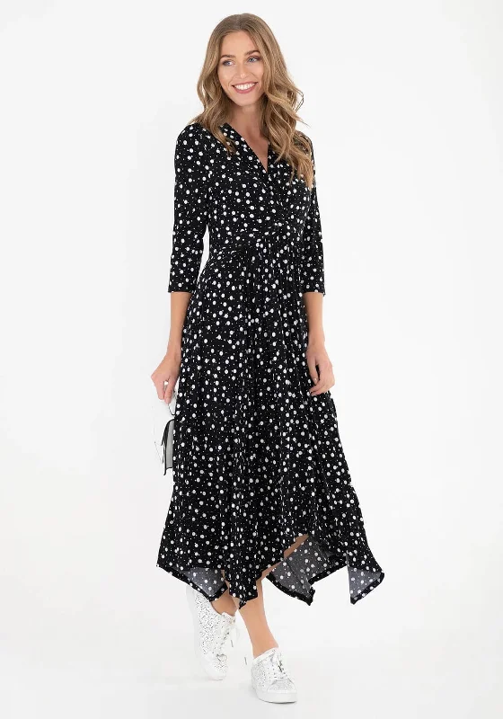 Plaid midi dress for a classic and preppy styleJolie Moi Dotty Handkerchief Skirt Midi Dress, Black & White