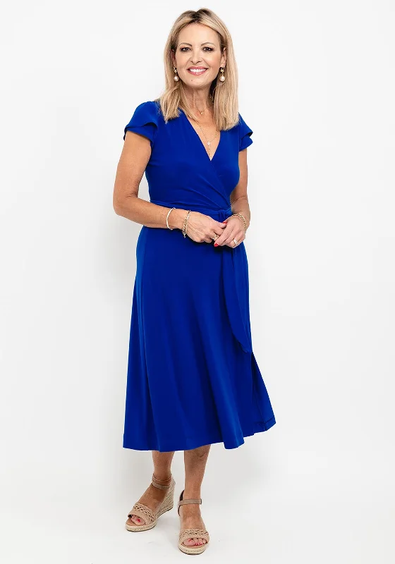 Midi dress for a wedding as a guest in a more casual weddingJoseph Ribkoff Wrap A-Line Midi Dress, Royal Blue