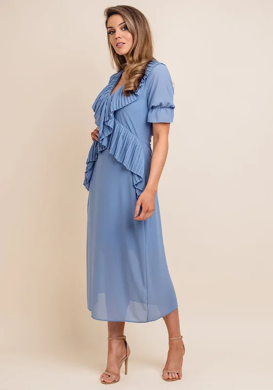 Midi dress for a school event such as a sports day or field tripJovonna Pleated Trim Open Back Midi Dress, Blue