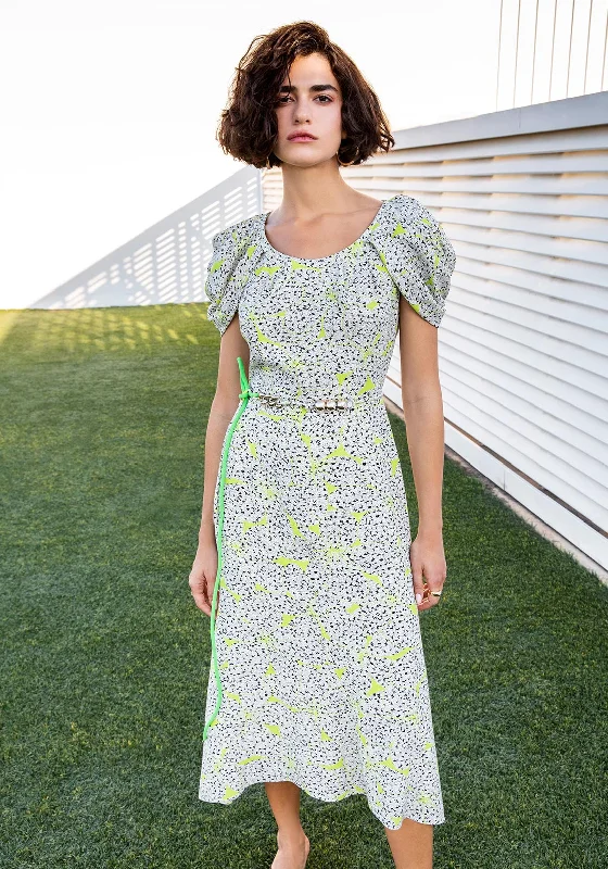 Off - the - shoulder midi dress for a flirty and romantic lookKameya Ditsy Floral Straight Midi Dress, Green Multi Off - the - shoulder midi dress for a flirty and romantic lookKameya Ditsy Floral Straight Midi Dress, Green Multi