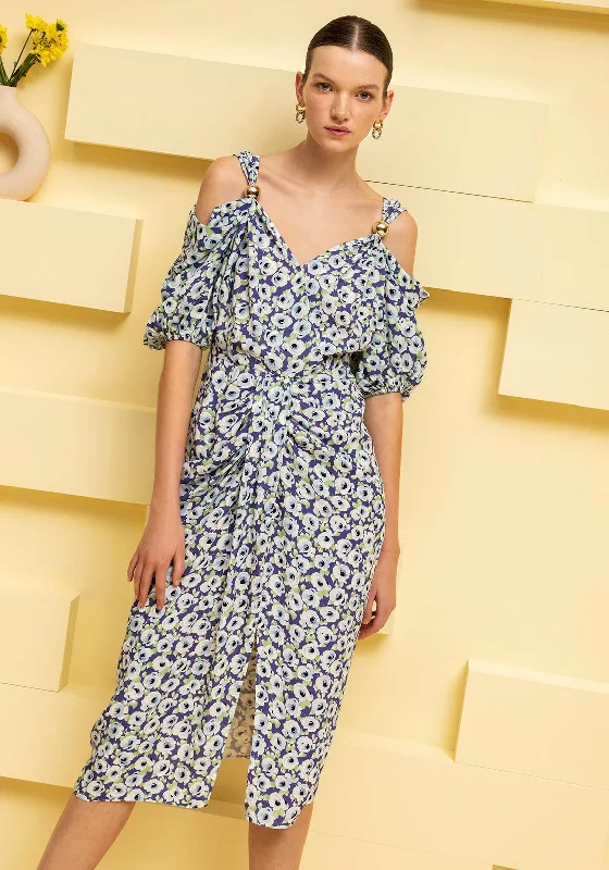 Turtleneck midi dress for a sophisticated and elegant styleKameya Floral Off Shoulder Ruched Midi Dress, Multi