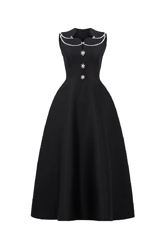 Contemporary - designed midi dress with modern detailsKaty A-line Sleeveless Trerena Taffeta Midi Dress