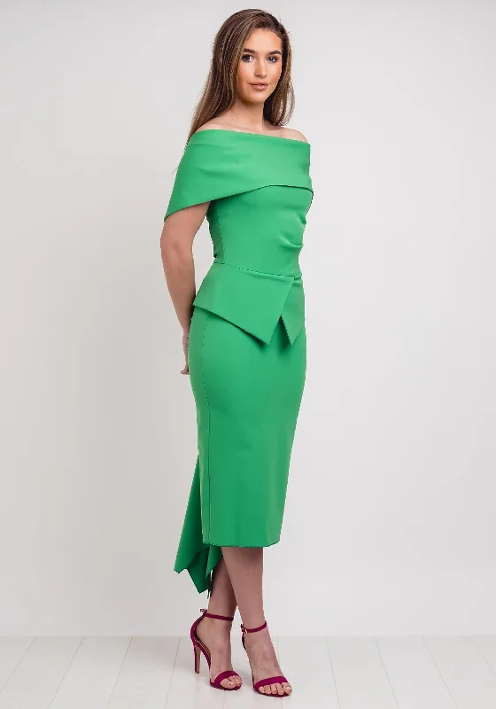Split - hem midi dress for added mobility and a trendy styleKevan Jon Queenie Peplum Midi Dress, Emerald Green