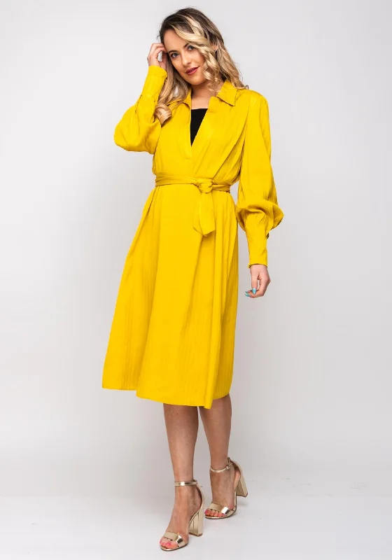 Sequin - embellished midi dress for a sparkly and eye - catching styleLily Belted Tunic Midi Dress, Mustard