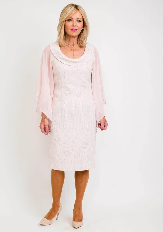 Sequin - embellished midi dress for a sparkly and eye - catching styleLizabella Chiffon Sleeve Textured Midi Dress, Pink