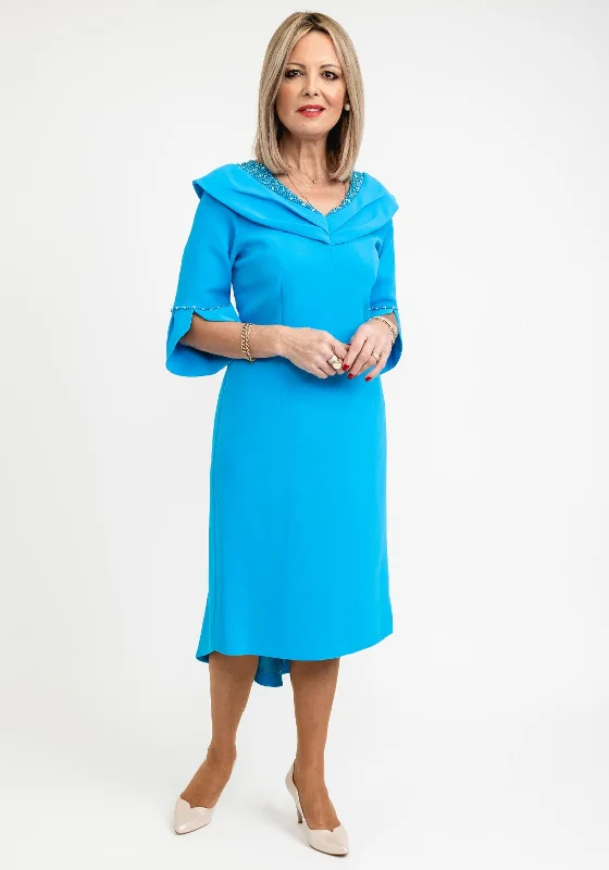 Midi dress for a night out at a club or partyLizabella Embellished Neckline Midi Dress, Ocean Blue