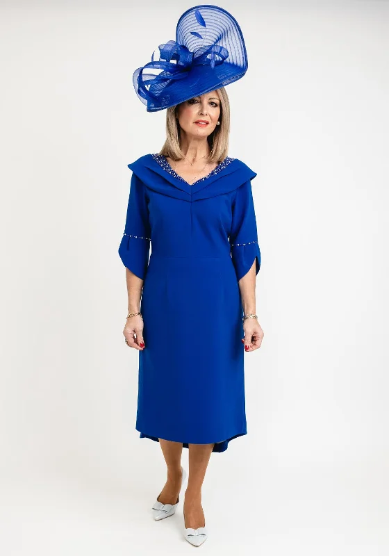 90s - inspired grunge midi dress with a casual and edgy lookLizabella Embellished Neckline Midi Dress, Royal Blue