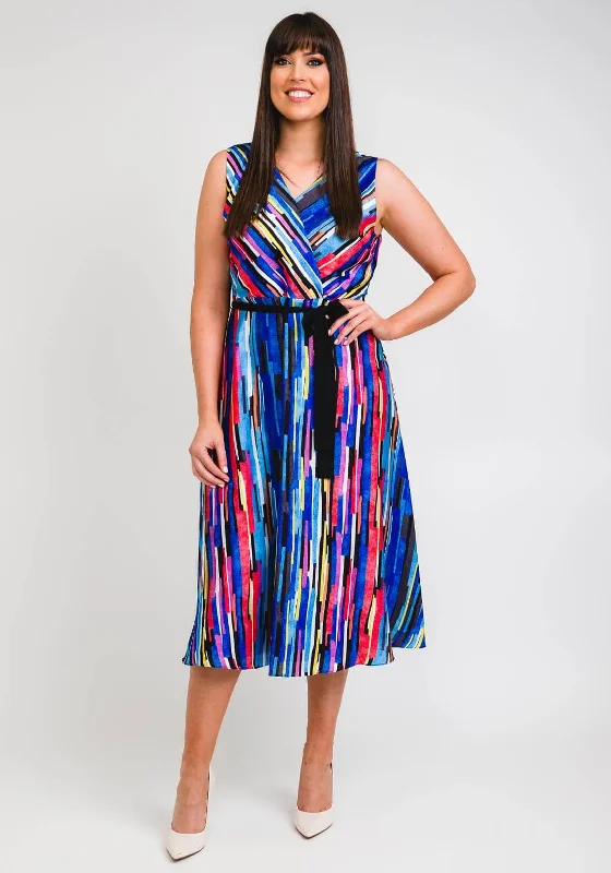 Knee - length midi dress for a versatile and appropriate lengthLizabella Geometric Block Stripe Midi Dress, Blue Multi