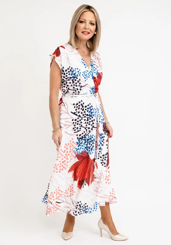 Midi dress for evening events when paired with the right accessoriesLizabella V-neck Print Midi Dress, White Multi