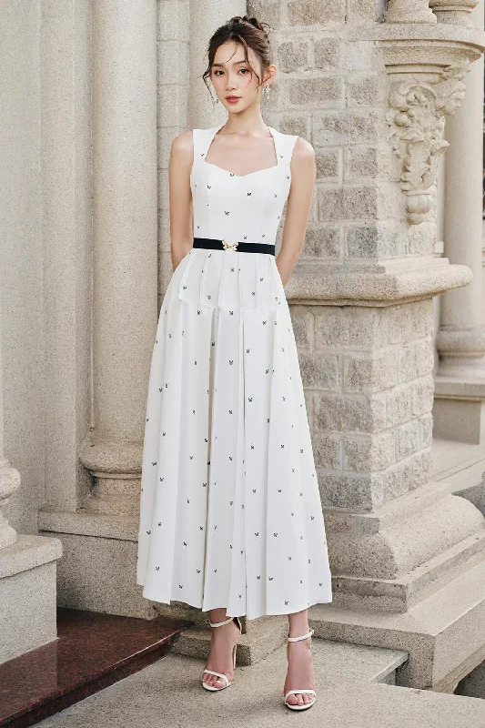 Polka - dot midi dress for a cute and retro lookMarta A-line Sleeveless Twill Midi Dress
