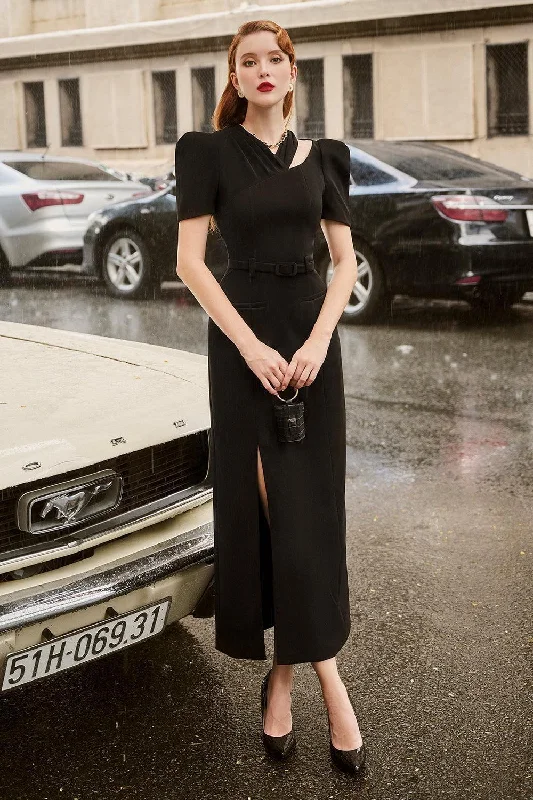 Linen midi dress for a breathable and casual summer optionMila Slit Cut-Out Silk Crepe Midi Dress