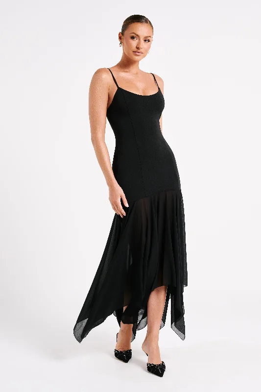 Party Dresses with Sequined Bodice and Chiffon Skirt for Ladies' Elegant ContrastMinka Chiffon Maxi Dress - Black Party Dresses with Sequined Bodice and Chiffon Skirt for Ladies' Elegant ContrastMinka Chiffon Maxi Dress - Black