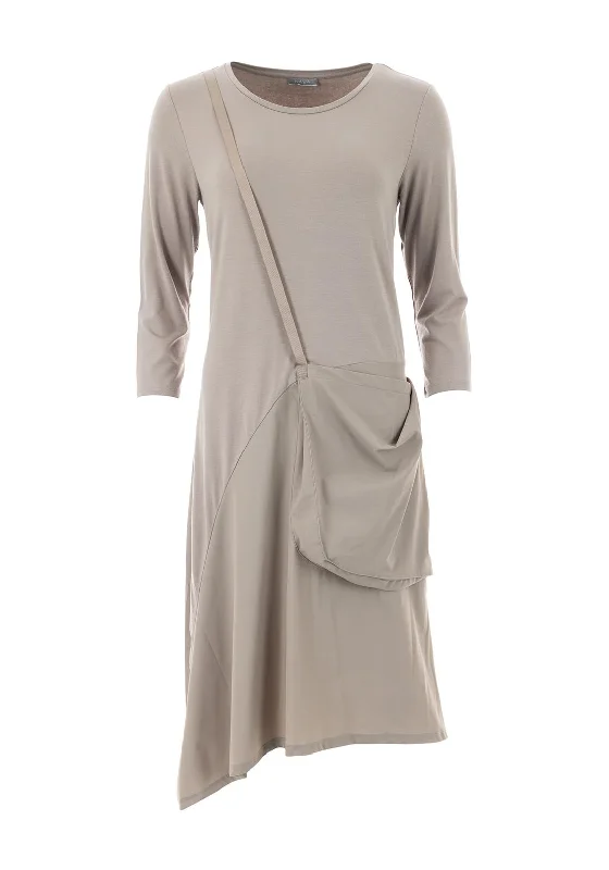 Collared midi dress for a more formal and put - together lookNaya Jersey Pocket Contrast Midi Dress, Stone