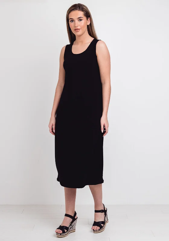 Button - down denim midi dress for a casual and laid - back lookNaya Sleeveless Jersey Midi Dress, Black