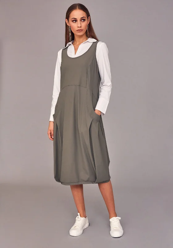 Fringe - trimmed midi dress for a playful and trendy appearanceNaya Sleeveless Jersey Midi Dress, Green