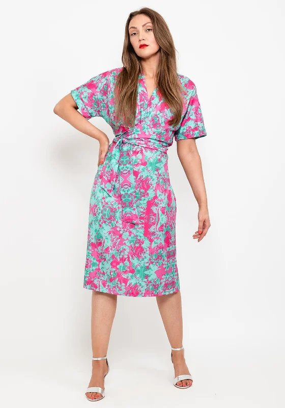 Celebrity - endorsed midi dress popularized by famous personalitiesRena by Coco Doll Paris Midi Dress, Pink & Green