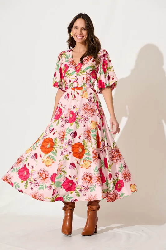 Party Dresses with Pleated Tulle Skirt and Sequined Geometric Shapes for Ladies' Princess and Modern LookRobinson Maxi Dress In Pink And Bright Floral Linen Blend Party Dresses with Pleated Tulle Skirt and Sequined Geometric Shapes for Ladies' Princess and Modern LookRobinson Maxi Dress In Pink And Bright Floral Linen Blend