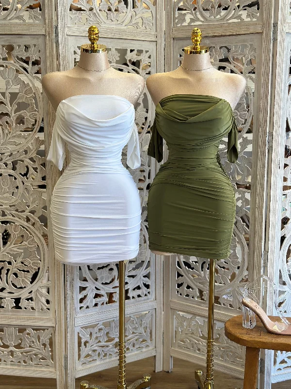 Party Dresses with Embroidered Paisley Patterns and Sequined Bodice for Ladies' Exotic and Glamorous LookRuched Off Shoulder Mini Dress- Stretchy, Estira Party Dresses with Embroidered Paisley Patterns and Sequined Bodice for Ladies' Exotic and Glamorous LookRuched Off Shoulder Mini Dress- Stretchy, Estira
