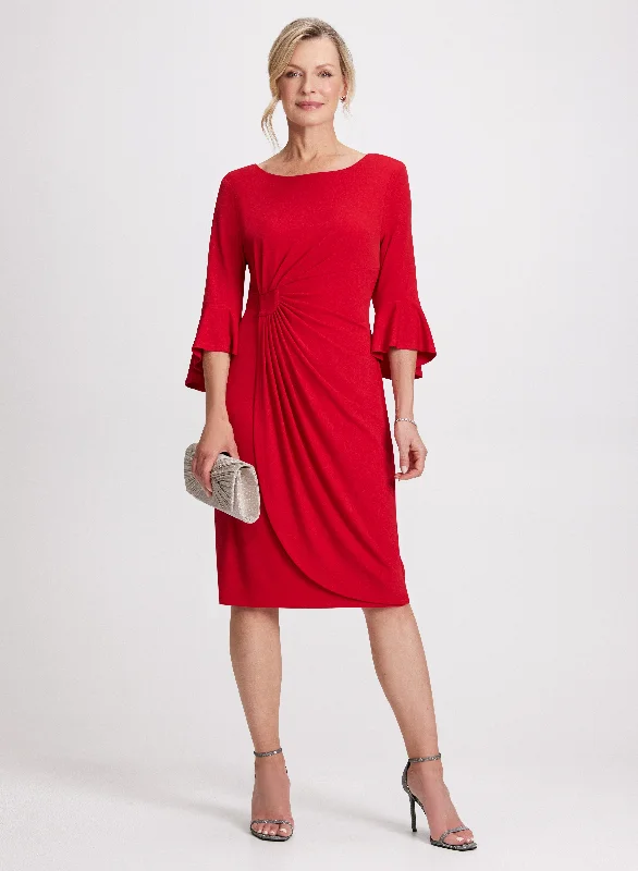 Strapless Party Dresses with Beaded Bodice for Ladies' Special OccasionsRuched Waist Bell Sleeve Dress Strapless Party Dresses with Beaded Bodice for Ladies' Special OccasionsRuched Waist Bell Sleeve Dress