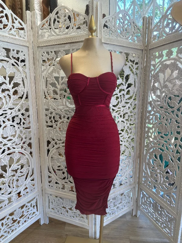 A - line satin midi dress for a formal and elegant occasionSatin Lined Midi Dress