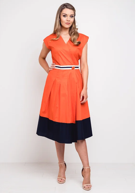 Wrap - style midi dress with a customizable fitSetre Cotton Wrap Midi Dress, Orange