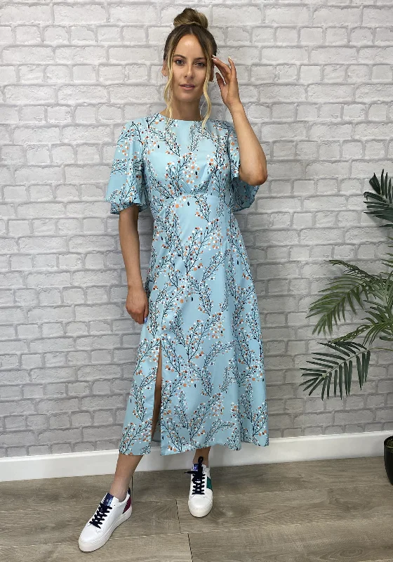 Appliqué - decorated midi dress for a unique and detailed styleSeventy1 Blossom Print Midi Dress, Mint Green