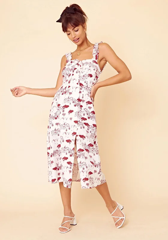 Color - block midi dress for a bold and contemporary statementSeventy1 Brigitte Convo Strap Midi Dress, White