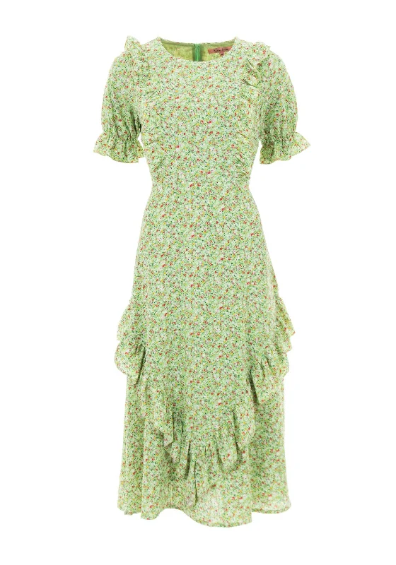 Midi dress for a church service in a more relaxed and modern churchSeventy1 Frilled Ditsy Daisy Midi Dress, Green Multi