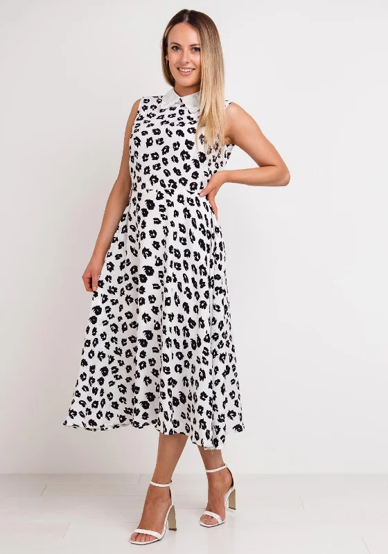 Midi dress for petite body types with proportionate sizingSeventy1 Monochrome Print Midi Dress, White Midi dress for petite body types with proportionate sizingSeventy1 Monochrome Print Midi Dress, White
