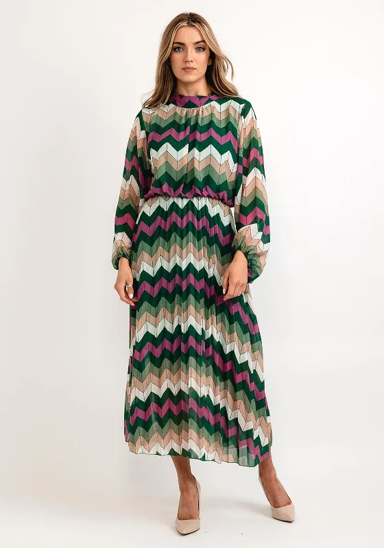Tassel - adorned midi dress for a bohemian and stylish touchSeventy1 One Size Patterned Blouson Waist Midi Dress, Green Multi