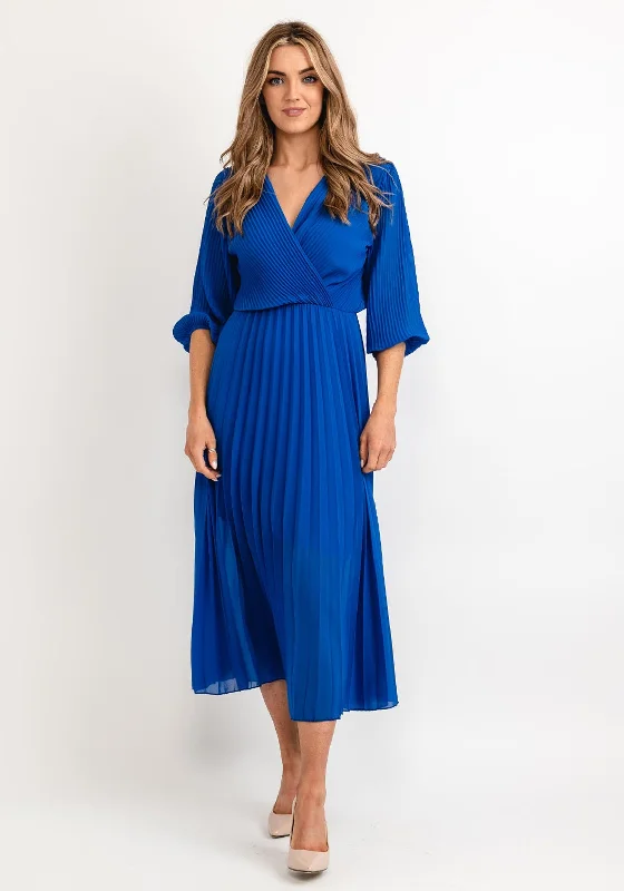 Bishop - sleeve midi dress for a vintage - inspired and elegant styleSeventy1 One Size Pleated Wrap Midi Dress, Royal Blue