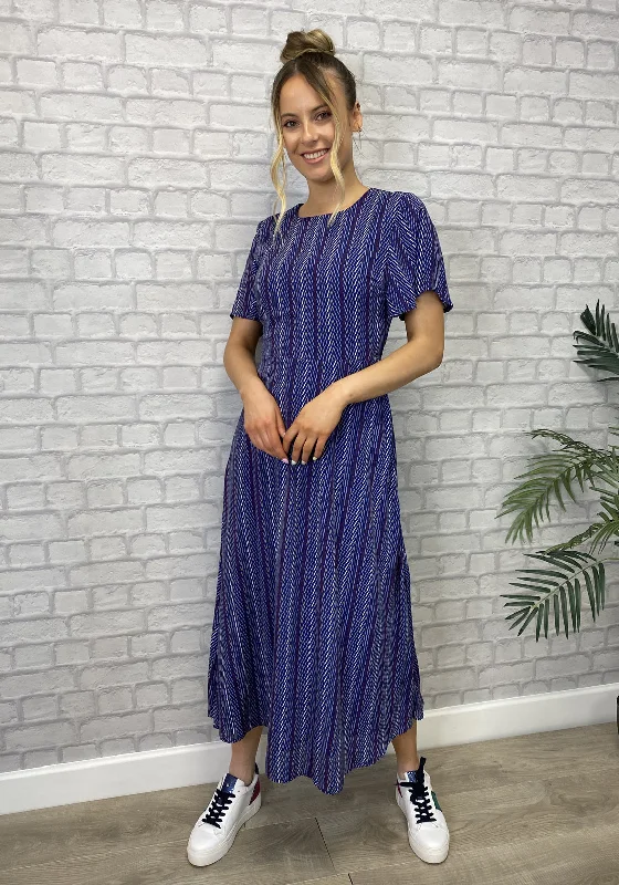 Lace - up midi dress for a trendy and adjustable lookSeventy1 Printed A-Line Midi Dress, Blue