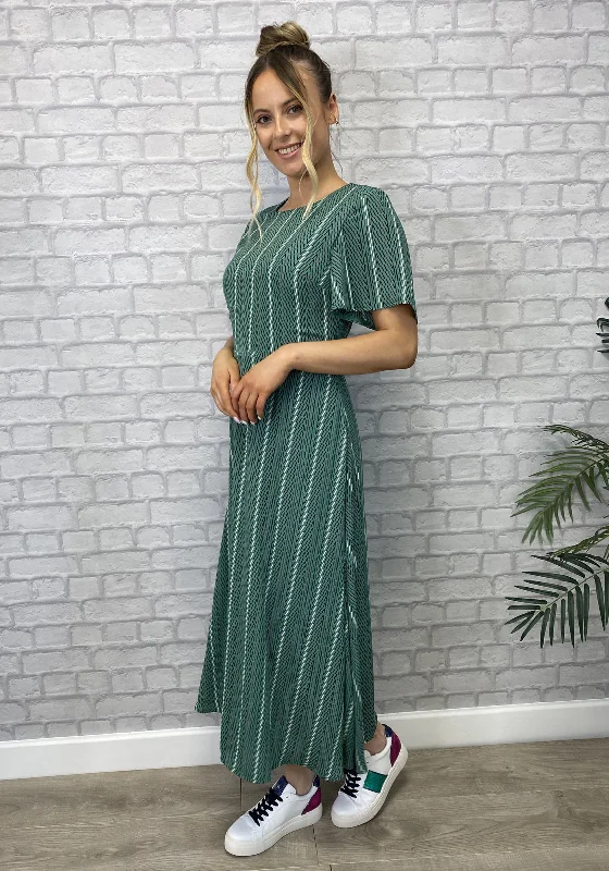 80s - inspired power - dressing midi dress with a bold styleSeventy1 Printed A-Line Midi Dress, Green
