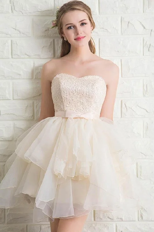 Striped Party Dresses with Button Front for Ladies' Classic and Timeless LookSweetheart Tulle Lace Homecoming Dresses Short Prom Dresses PG173 Striped Party Dresses with Button Front for Ladies' Classic and Timeless LookSweetheart Tulle Lace Homecoming Dresses Short Prom Dresses PG173