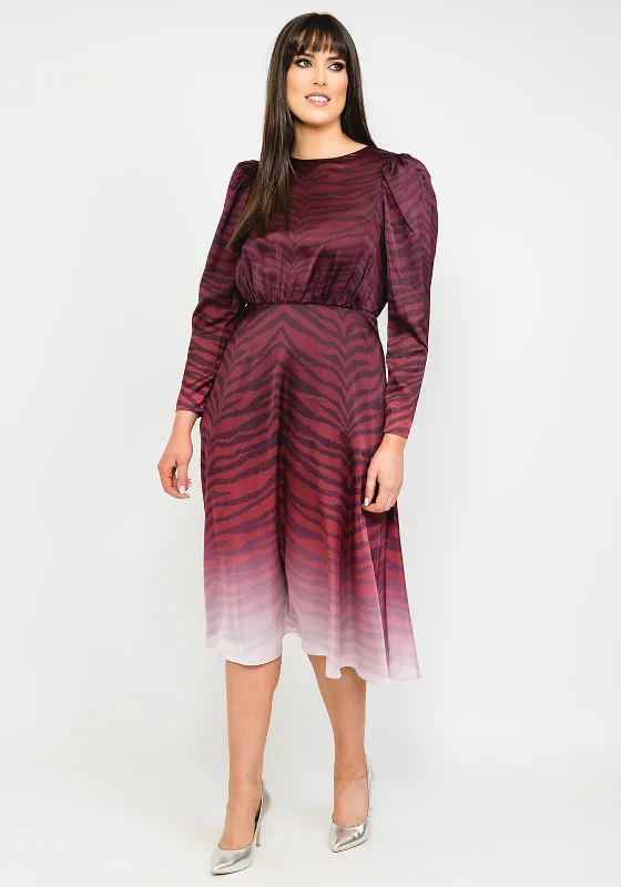 Bell - sleeve midi dress for a bohemian and stylish appearanceTed Baker Banarni Zebra Print Midi Dress, Oxblood