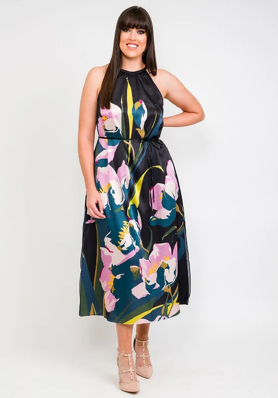 Stretch - fabric midi dress for a flexible and body - hugging fitTed Baker Piana Urban Halter Neck Midi Dress, Black